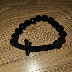 Black cross beaded bracelet